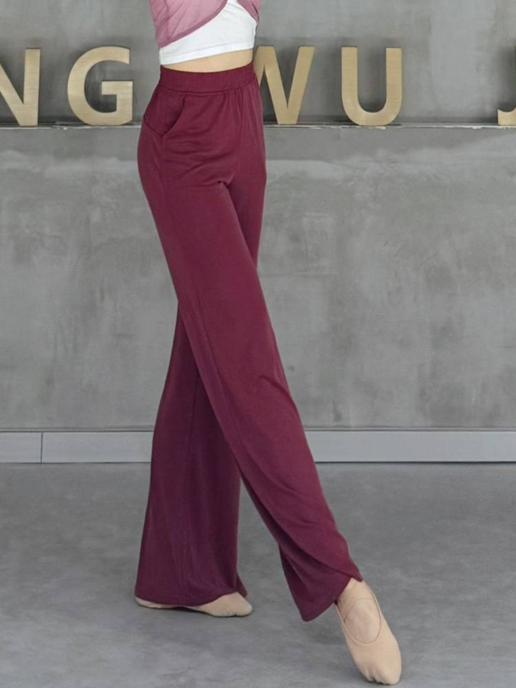 Chinese modern dance clothing classical dance loose wide -leg straight pocket pocket pants pants summer practice pants thin female