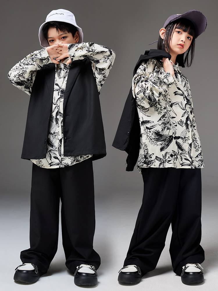 Children's hip -hop performance service tide suit suit modern dance exercise hip -hop set hiphop shirt jazz dance clothing