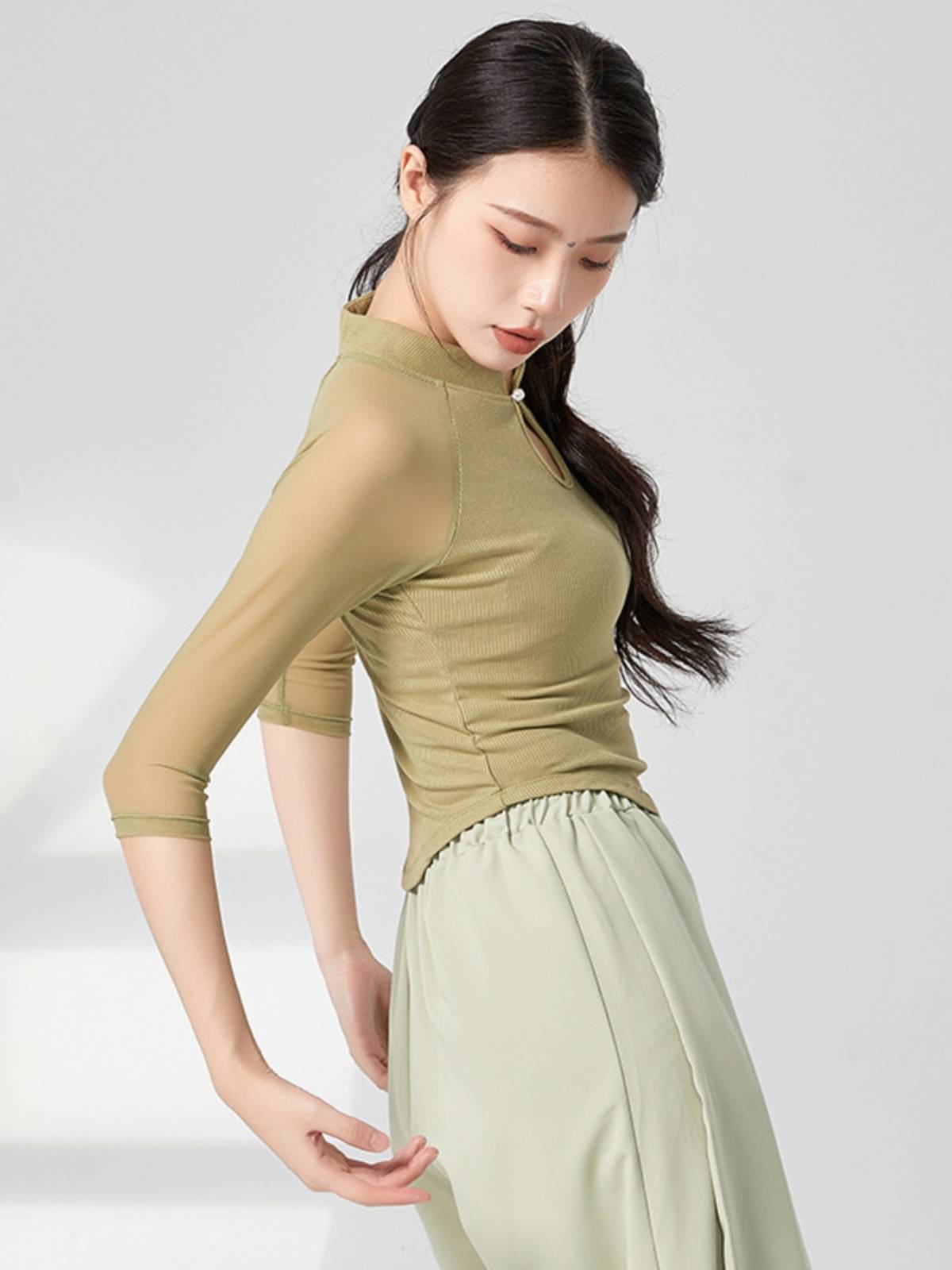 Classical dance clothing temperament slim yarn modern dance performance service training service teacher body rhyme body clothes top