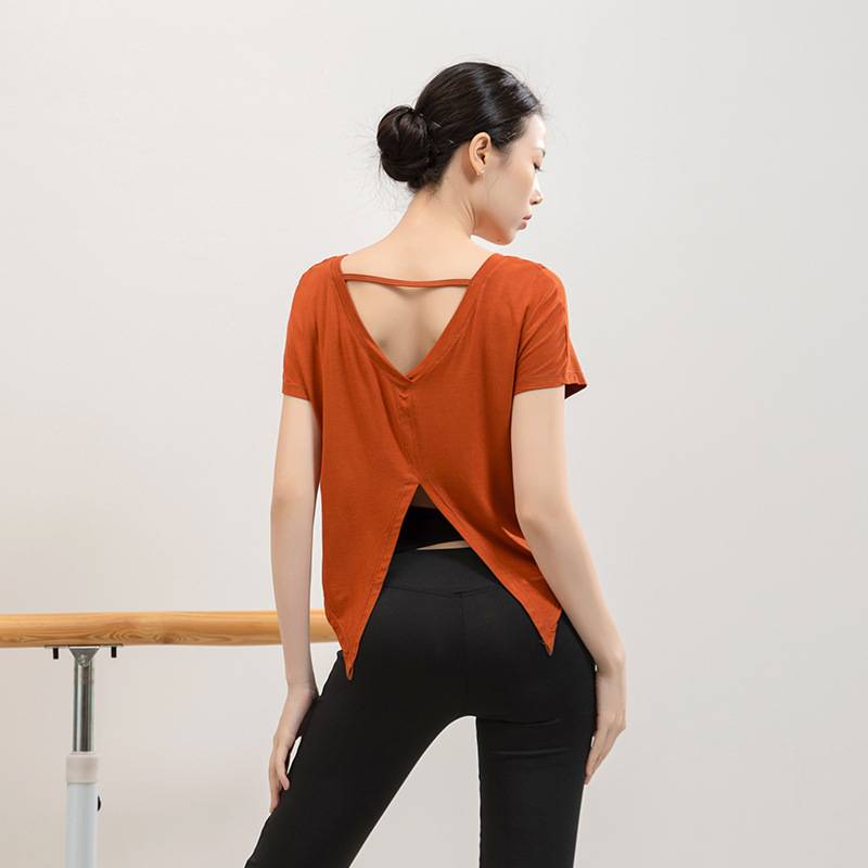 New round neck dance clothing female short -sleeved dance yoga clothes practice clothes loose