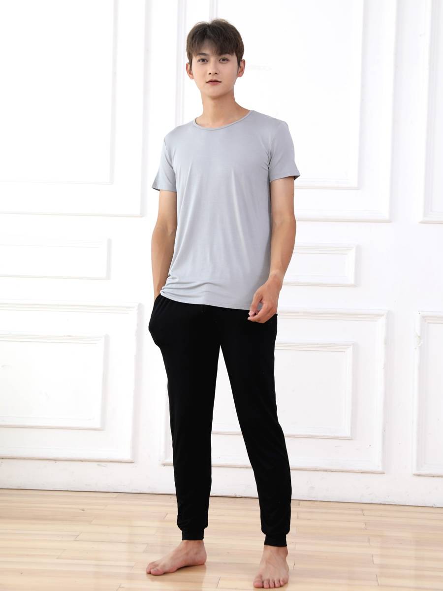 Dance practice service men's Modal -shaped sports student modern dance loose shirt black radish pants suit