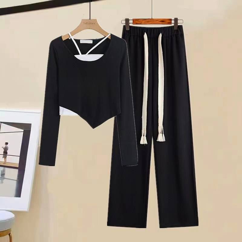 Jazz dance exercise, clothing female adult Jazz exposed navel dance, loose modern fashionable dance performance service autumn clothing tide