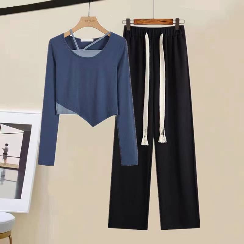 Jazz dance exercise, clothing female adult Jazz exposed navel dance, loose modern fashionable dance performance service autumn clothing tide