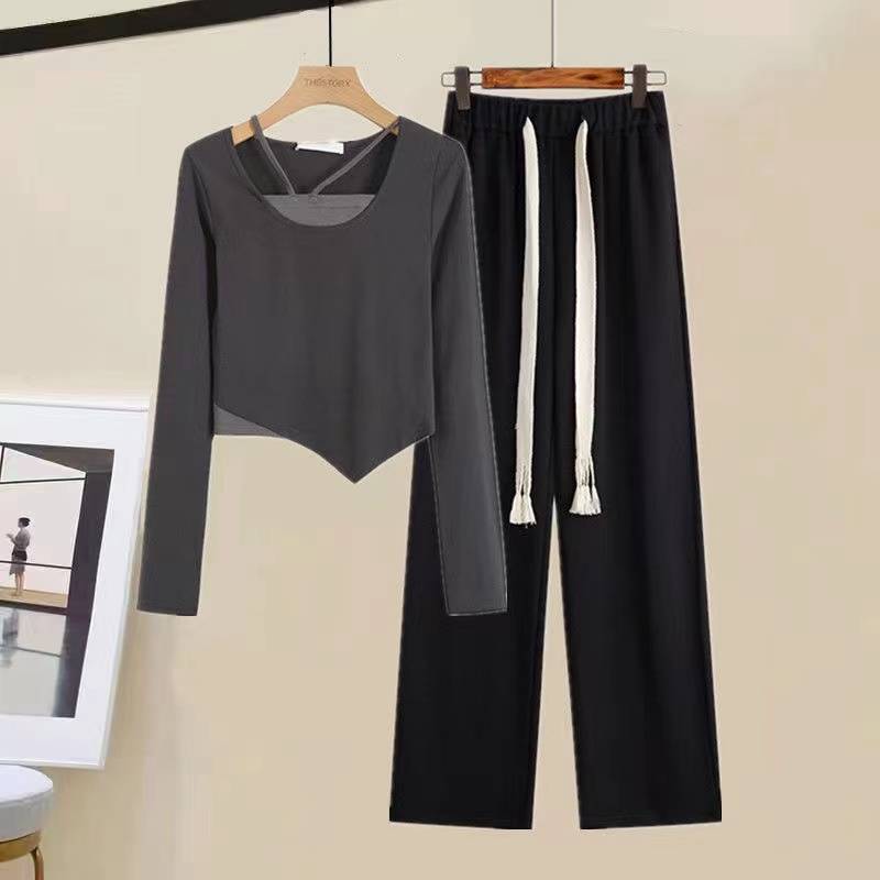 Jazz dance exercise, clothing female adult Jazz exposed navel dance, loose modern fashionable dance performance service autumn clothing tide