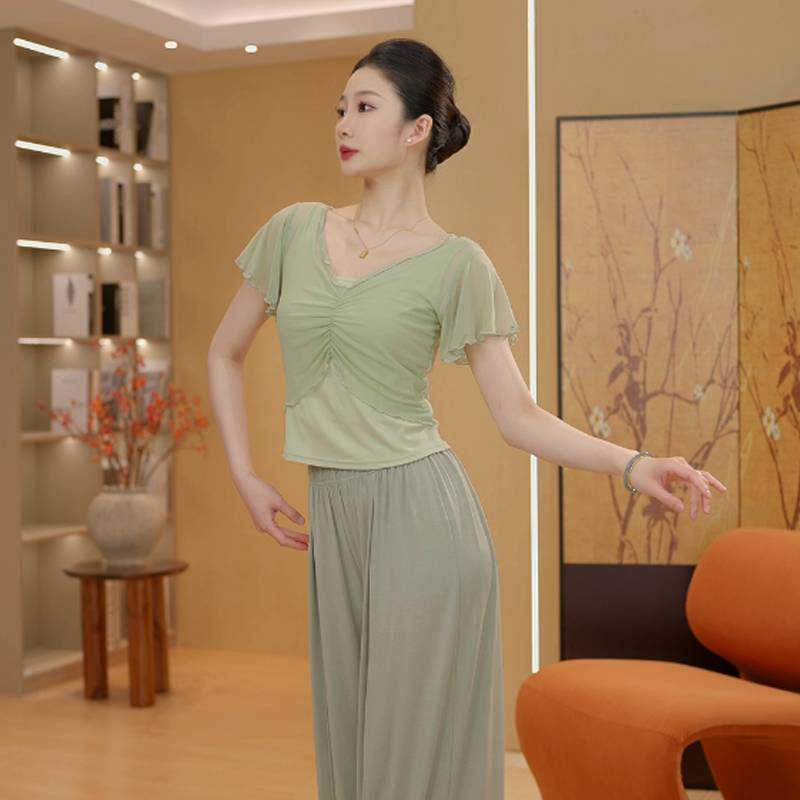 Modern dance service female summer short -sleeved adult shirt thin T -shirt practice dancing dedicated China daily new style