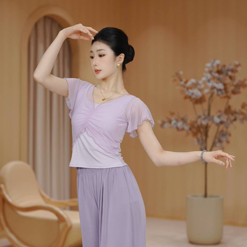 Modern dance service female summer short -sleeved adult shirt thin T -shirt practice dancing dedicated China daily new style