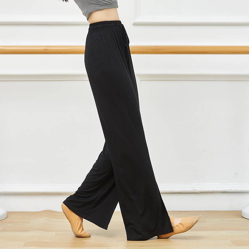 Modern dance exercise high -leg pants front split mopping long pants straight pants straight dance dance pants training clothing square