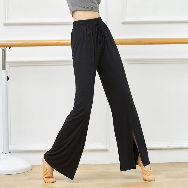 Modern dance exercise high -leg pants front split mopping long pants straight pants straight dance dance pants training clothing square