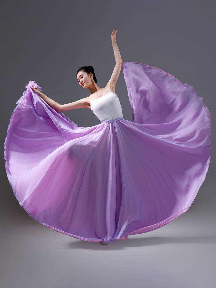 720 degrees big dance skirt double -layer classical dance exercise half -body skirt Tiansi Chinese modern dance watch show