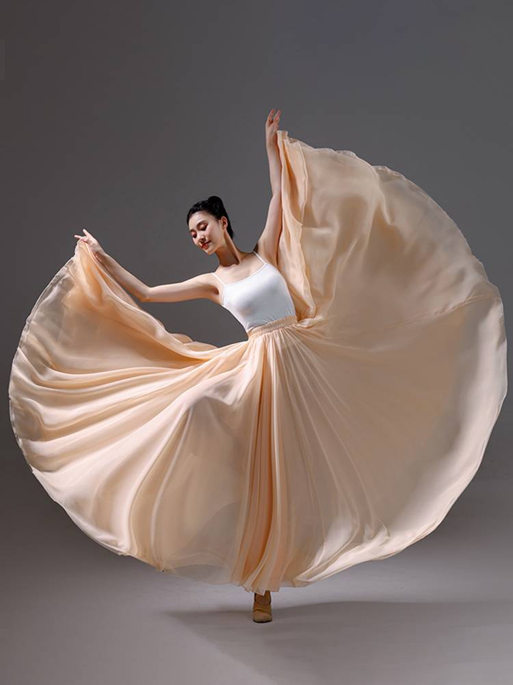 720 degrees big dance skirt double -layer classical dance exercise half -body skirt Tiansi Chinese modern dance watch show