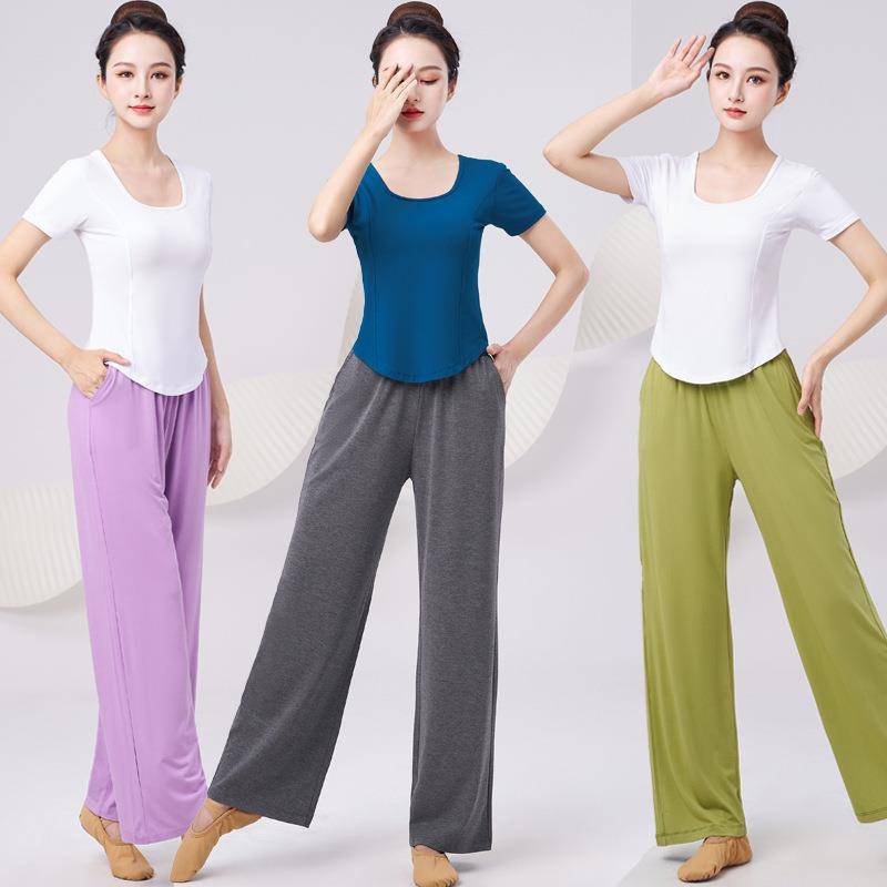 Customized dance practice service female Modal top modern dance clothes, loose wide -leg pants Chinese dance art test clothes
