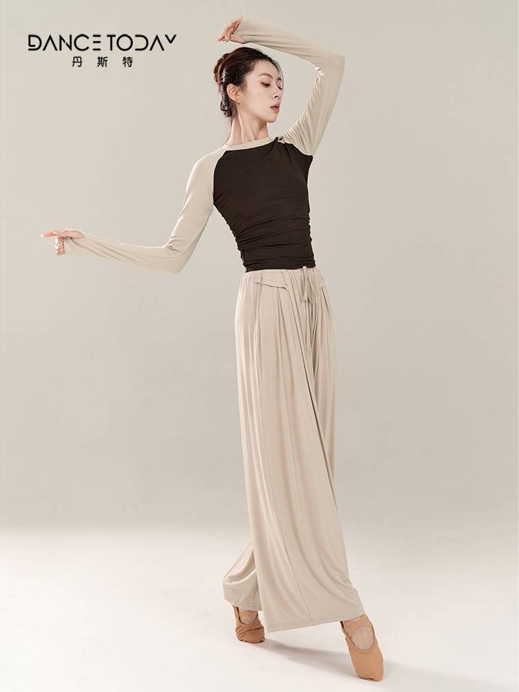 Dancetoday Modern Dance Practice Service Autumn Piece Shoulder Long Sleeve Character Daily Piercing Terring Training Female Women