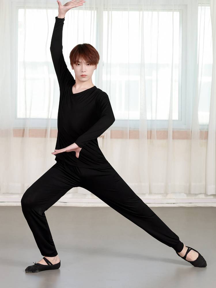 Dance practice uniform Boys suit loose adult art test Chinese modern dance Modal black figure jacket