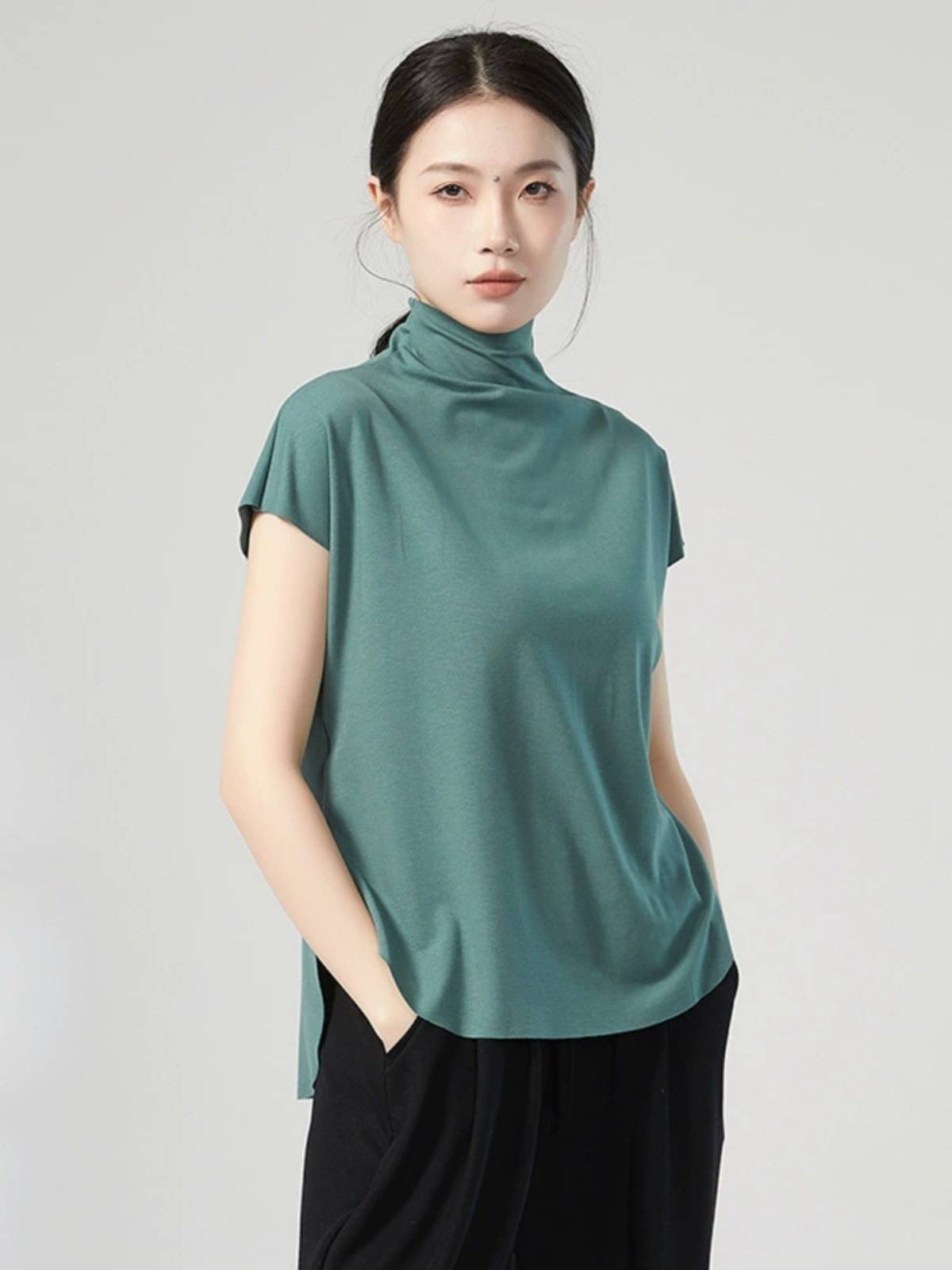 Modern dance clothing loose training service vest basic training suit top high -necked sleeveless shirt teacher Xia