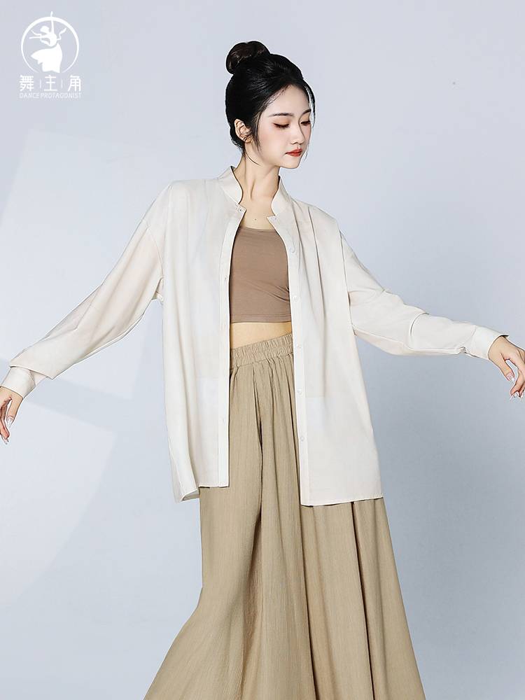 Summer dance protagonist Modern Dance Loose Shirt Dance Dance Classical Dance long -sleeved cardigan can wear clothes to practice clothes everyday