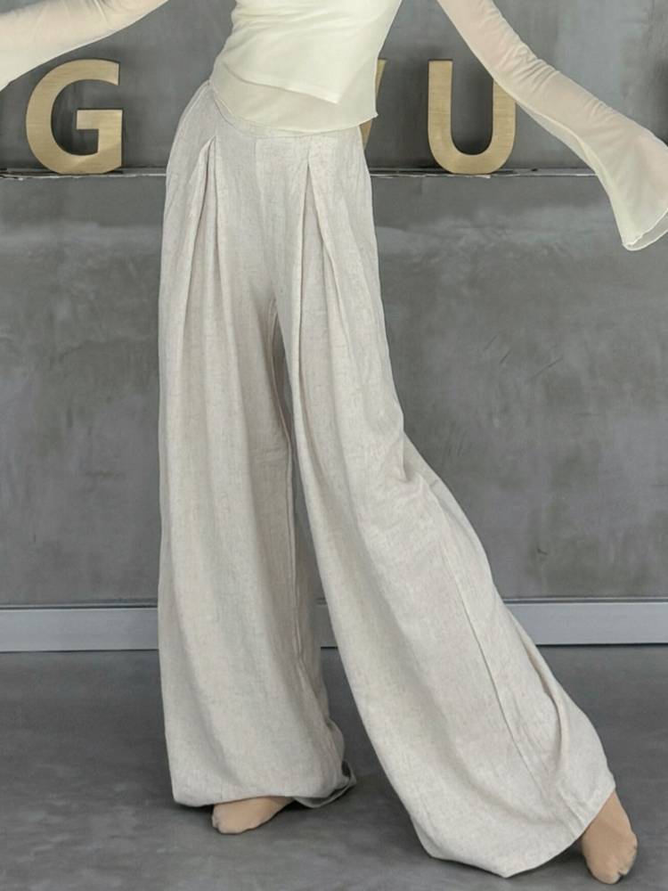 Modern dance pants, cotton, linen, width -leg pants, men's and women's same classical dance pants dance pants daily can wear spring