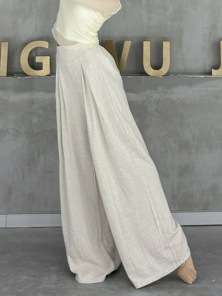 Modern dance pants, cotton, linen, width -leg pants, men's and women's same classical dance pants dance pants daily can wear spring