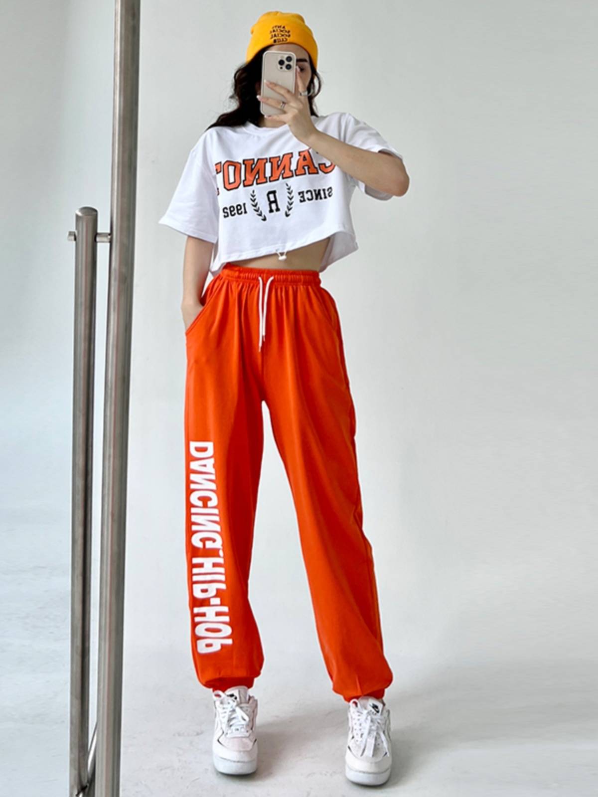 Women's group dance pants pants pants dance dance dancing clothes wearing female hip -hop clothing modern dance top