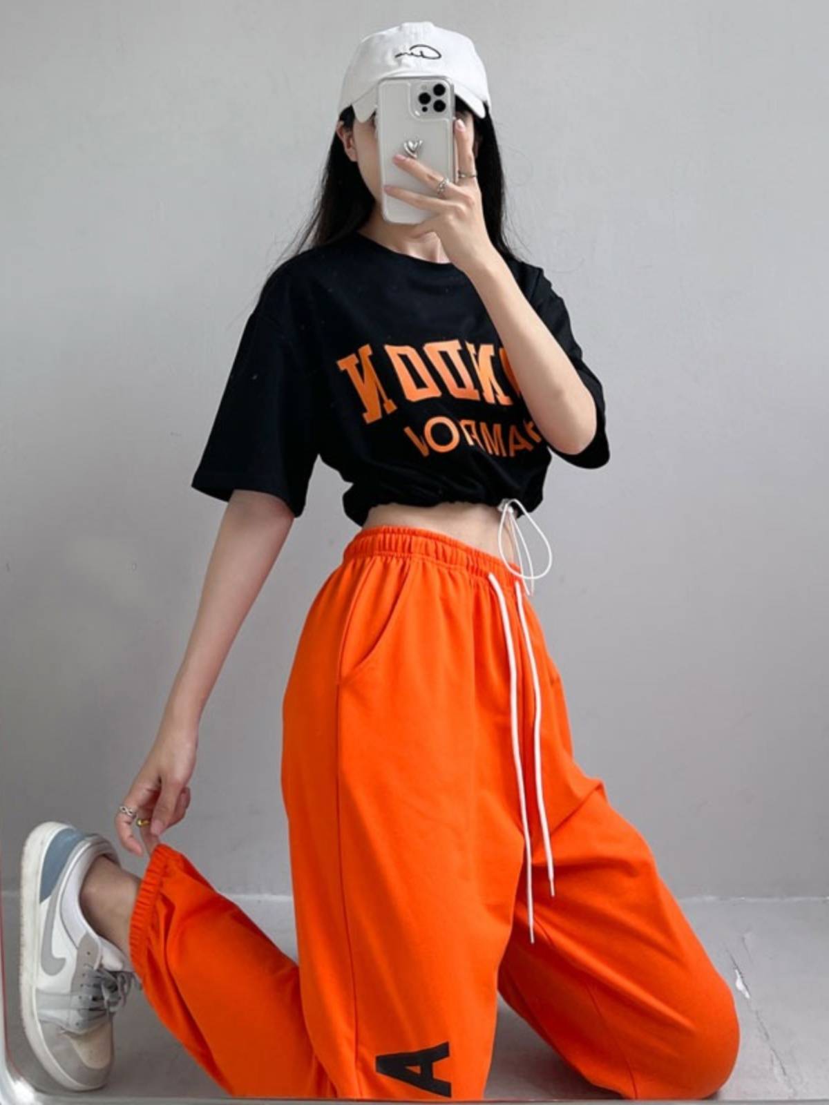 Women's group dance pants pants pants dance dance dancing clothes wearing female hip -hop clothing modern dance top