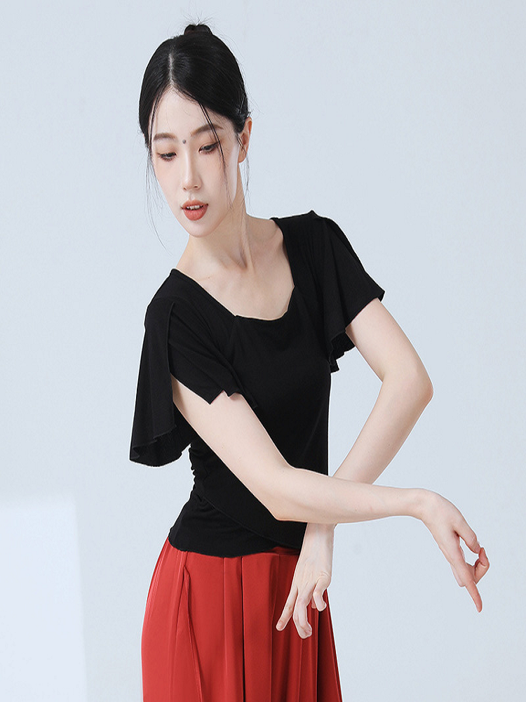 Classical dance exercise skills summer modern dance short -sleeved training clothing female adult dance top female new model