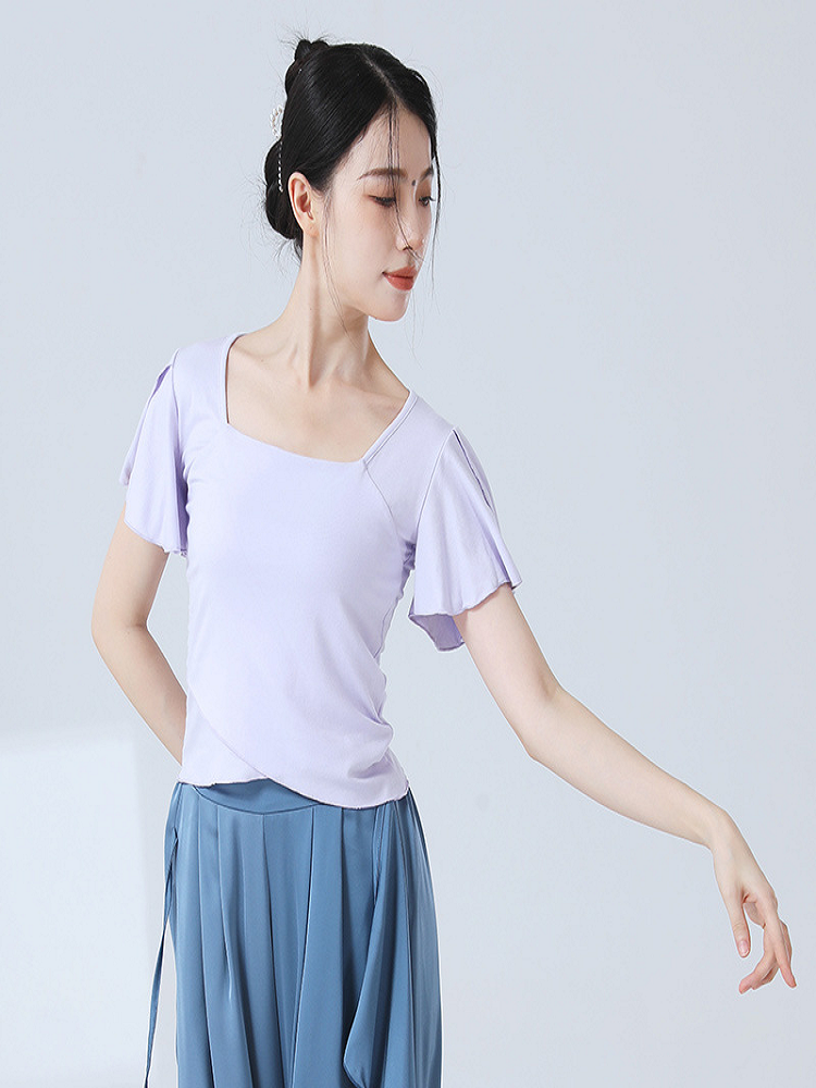 Classical dance exercise skills summer modern dance short -sleeved training clothing female adult dance top female new model