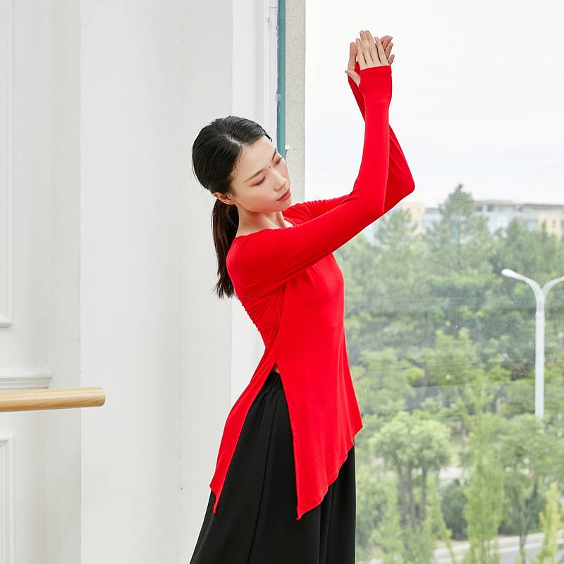 2023 Spring and Summer Model Dance Practice Server Long -sleeved Modern Dance Female Candid Corner Clane refers to Classical Dance Laidin