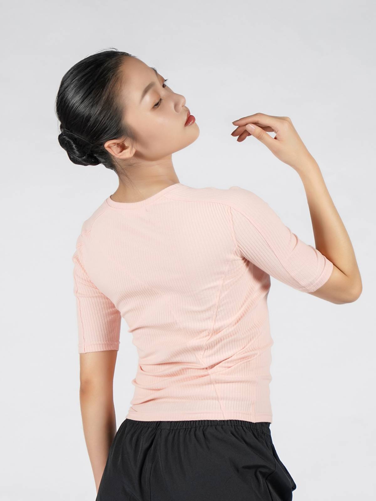 Put a Th365 Modern Dance Practice Female Summer Short Sleeve Dance Server Tight T -shirt Black Yoga Sports Top
