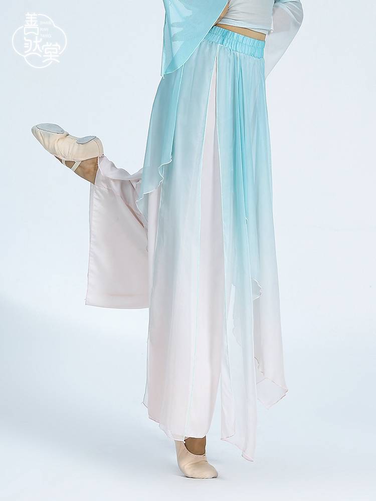 Shan Ran Hall's new classical dance pants group wide -leg pants ethnic dance ethnic dance, loose gradient double layer of elegant performance service Hantang