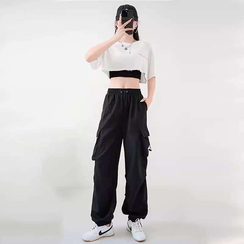 Jazz dance set jazz dance top -top hip -hop hip -hop handsome worker trousers Modern dance performance clothes