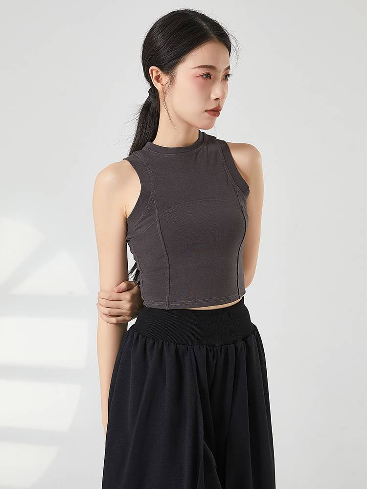 Modern dance top sleeveless vest in summer Chinese dance national dance exercise uniform Latin dance slim short training uniforms