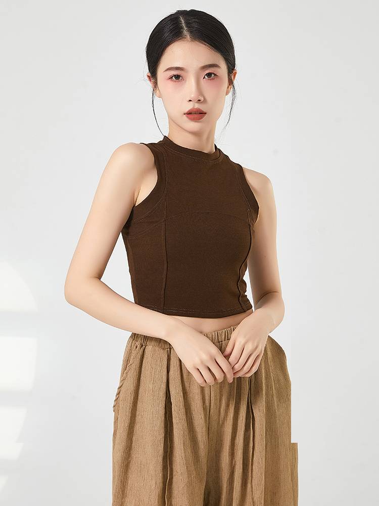 Modern dance top sleeveless vest in summer Chinese dance national dance exercise uniform Latin dance slim short training uniforms