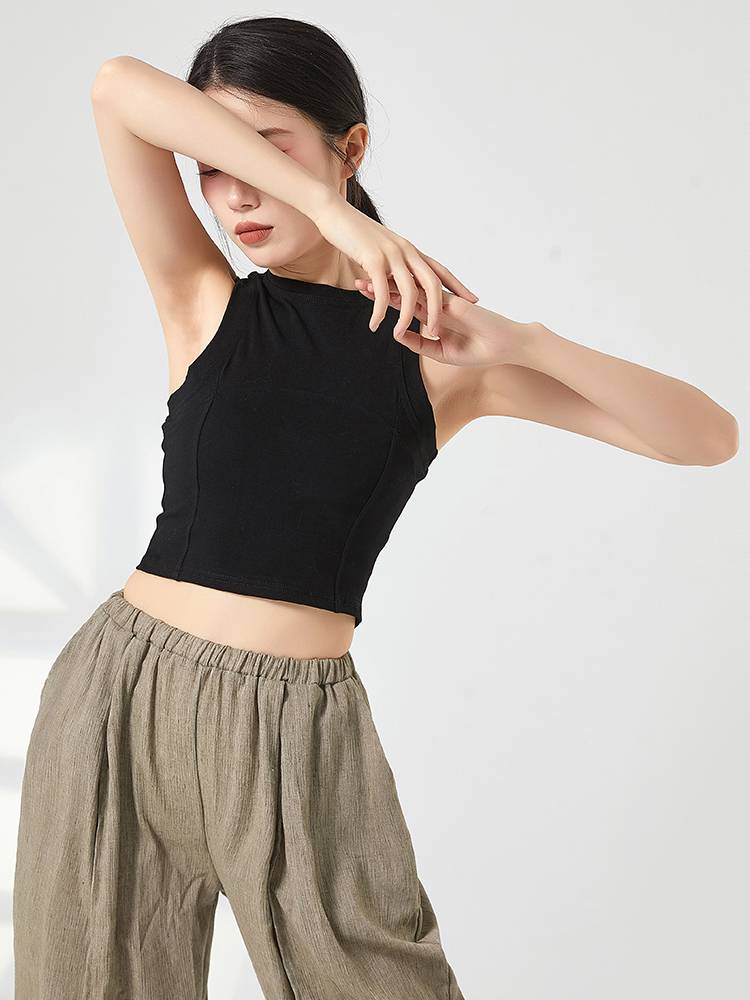 Modern dance top sleeveless vest in summer Chinese dance national dance exercise uniform Latin dance slim short training uniforms