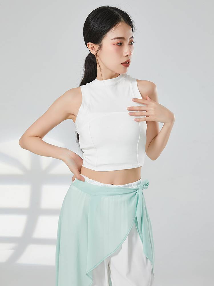 Modern dance top sleeveless vest in summer Chinese dance national dance exercise uniform Latin dance slim short training uniforms