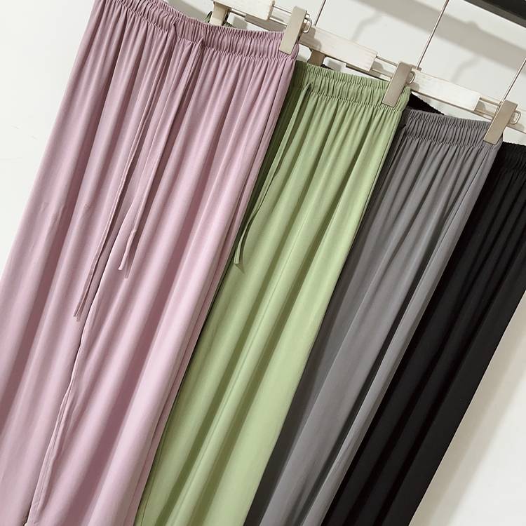Dance pants female classical dance exercise pants loose and thin imitation copper ammonia straight trousers Modern ethnic dance wide -leg pants