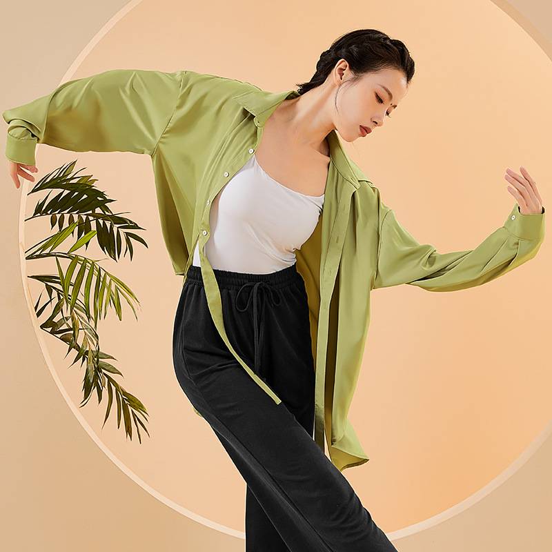 Modern dance loose shirt dance service classical dance long -sleeved cardigan clothes Chinese dance exercise uniforms outside