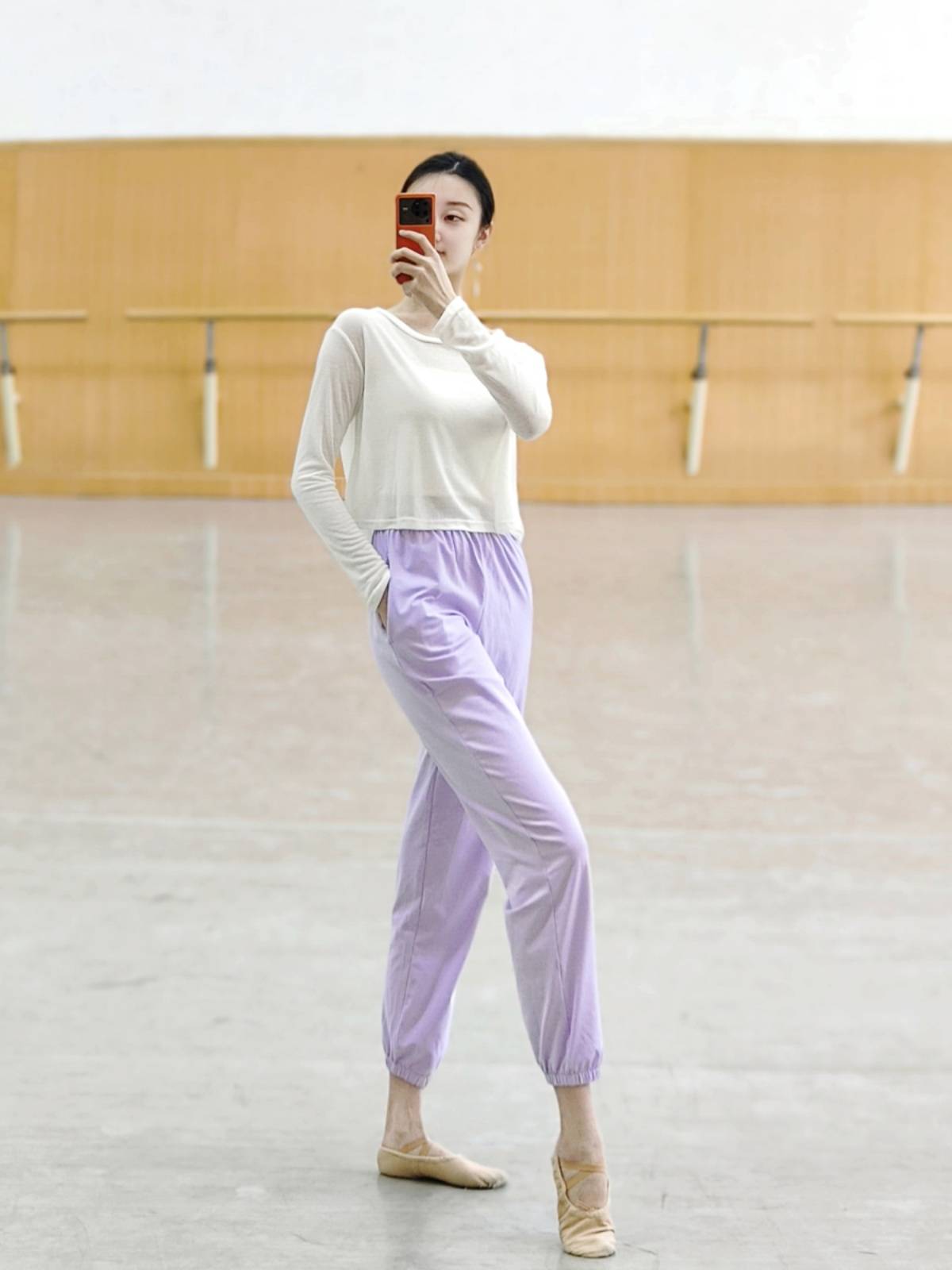 Summer modern dance service female breathable and loose long -sleeved exercise jersey Chinese body ballet training clothing