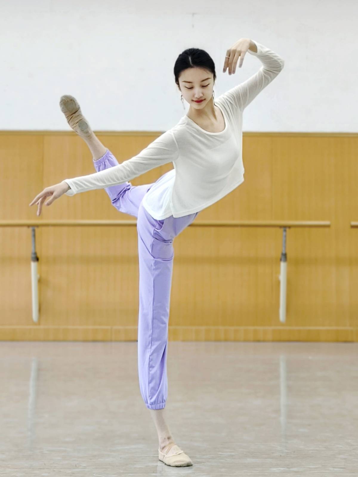 Summer modern dance service female breathable and loose long -sleeved exercise jersey Chinese body ballet training clothing