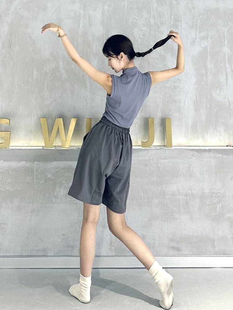 Modern dance shorts men's and women's same summer loose loose large size dance penta pants high waist wide leg practice pants