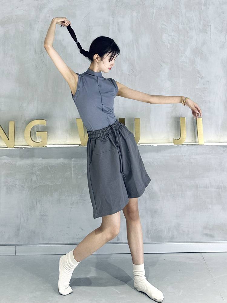 Modern dance shorts men's and women's same summer loose loose large size dance penta pants high waist wide leg practice pants