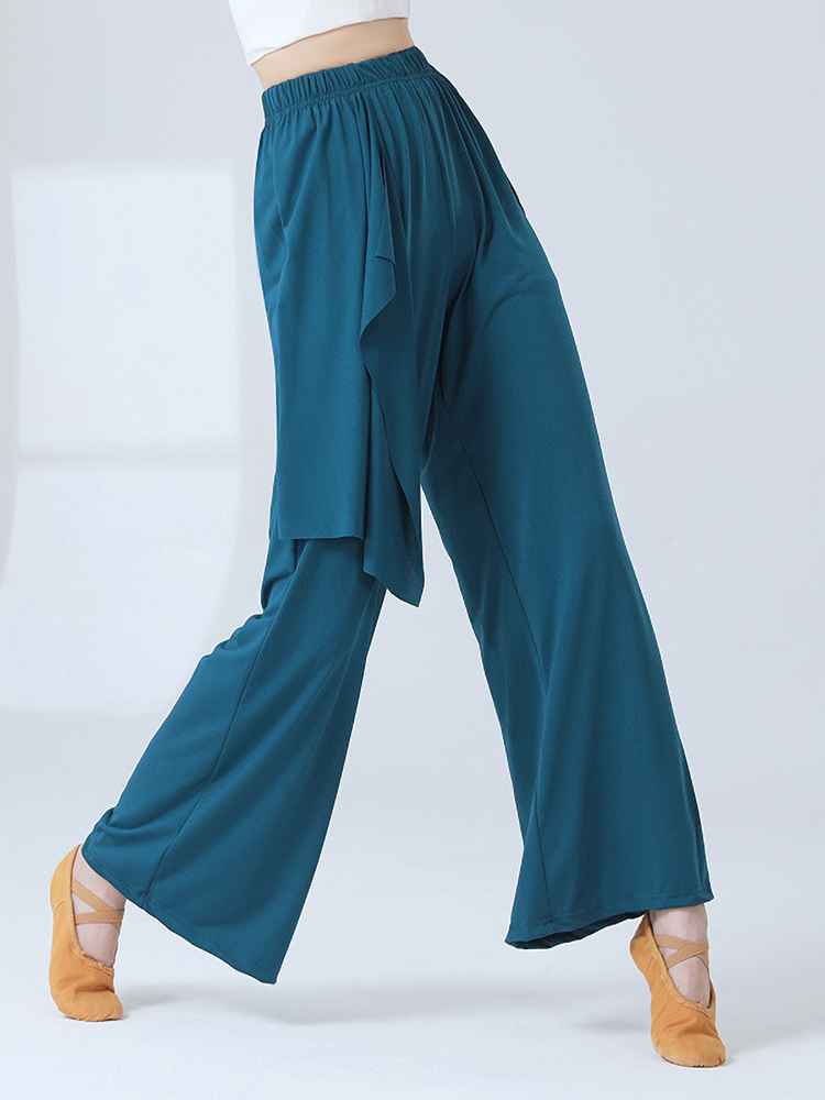 Modern dance exercise yoga pants female loose straight pants classical floating ribbon dance jazz art kiosu street wearing long pants