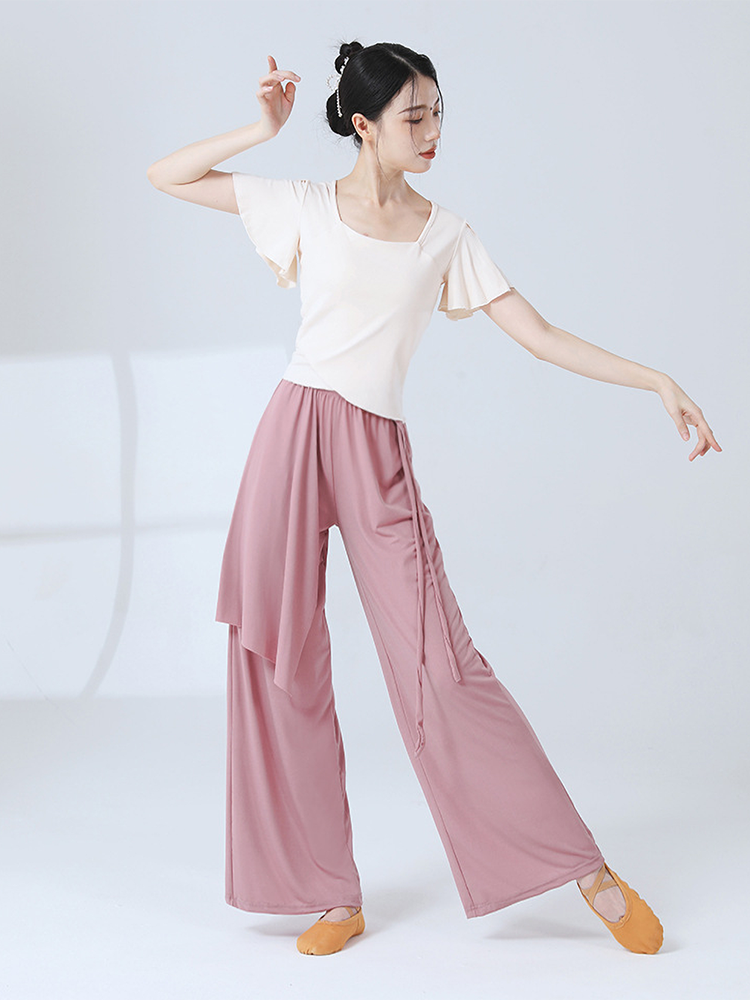 Modern dance exercise yoga pants female loose straight pants classical floating ribbon dance jazz art kiosu street wearing long pants