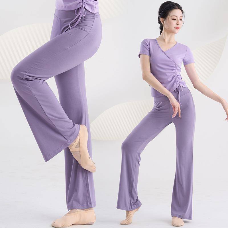 Short micro -La straight dance pants practice clothing set female Modal classical body training service modern dance summer