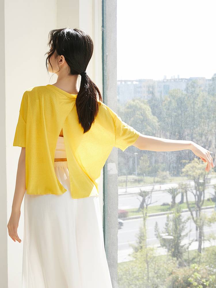Autumn Modern Loose Dance Server Black Short Sleeve Classical Discipline Female Palentry Foundation Teacher Student