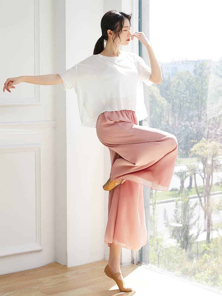 Autumn Modern Loose Dance Server Black Short Sleeve Classical Discipline Female Palentry Foundation Teacher Student