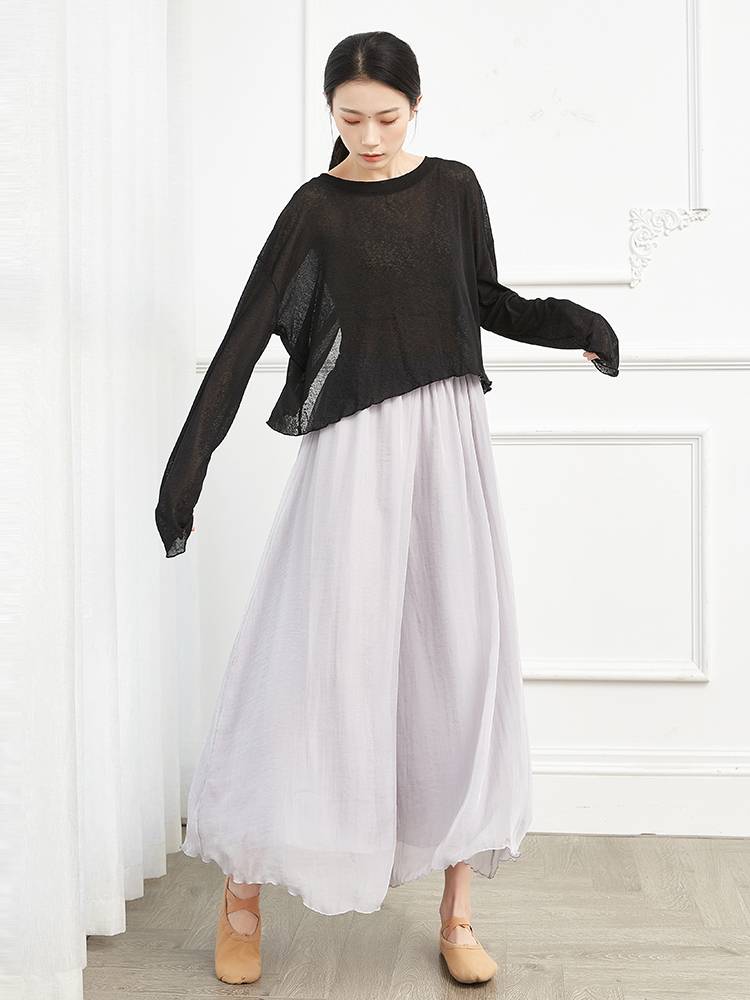 Autumn Modern Loose Dance Server Black Short Sleeve Classical Discipline Female Palentry Foundation Teacher Student