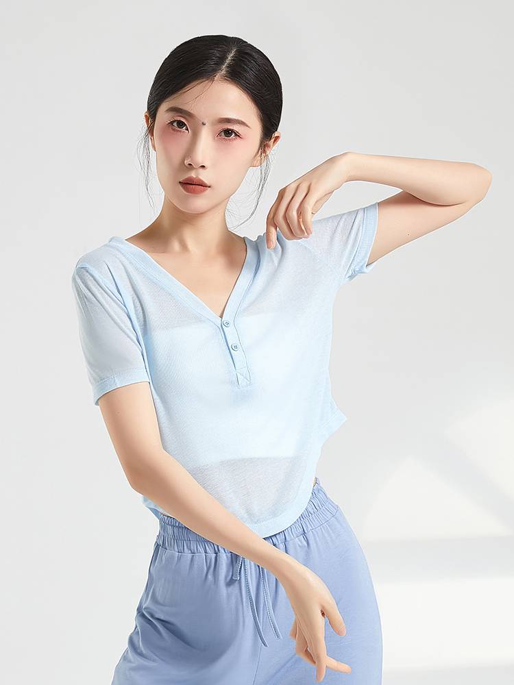 Classical dance exercise female adult summer gauze modern dance clothing Chinese dance shirt net gauze dance top new style