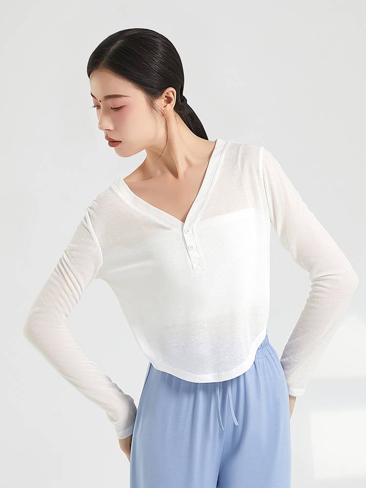 Classical dance exercise female adult summer gauze modern dance clothing Chinese dance shirt net gauze dance top new style