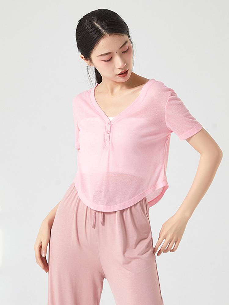Classical dance exercise female adult summer gauze modern dance clothing Chinese dance shirt net gauze dance top new style