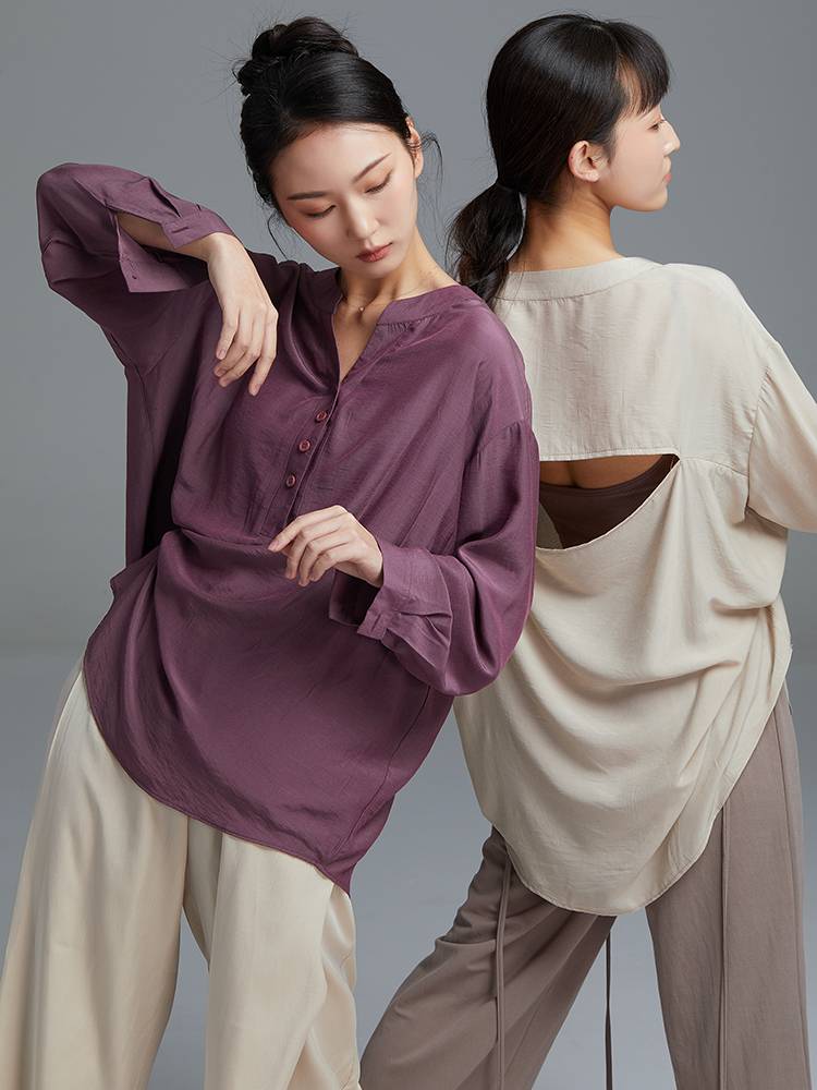 Gorgeous Solo Show Modern Dance Practice Dance Fun Leader Loose Literature and Art Terrade Shirt Chinese Classical Dance Dance Dance Shirts New