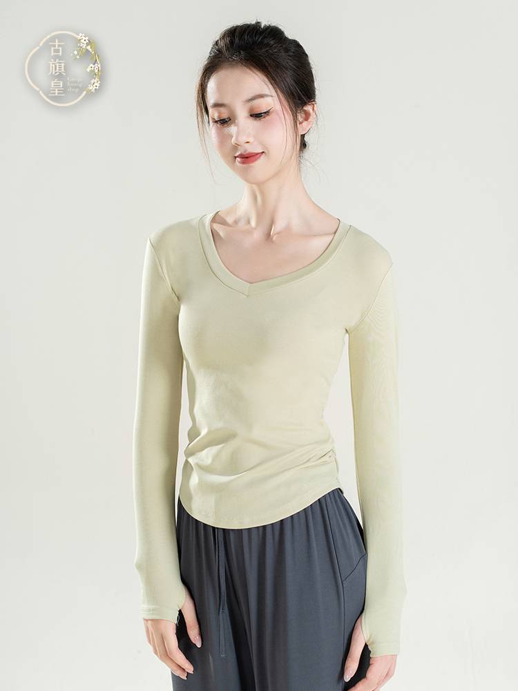 Ancient Banner Classical Dance Clothing Autumn and Winter long -sleeved T -shirts Chinese dance exercises modern dance -shaped dressing girl
